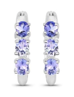 Vira Jewels Paar Creolen Silber 925 rhodiniert mit 6 natürlichen violetten Tansaniten
