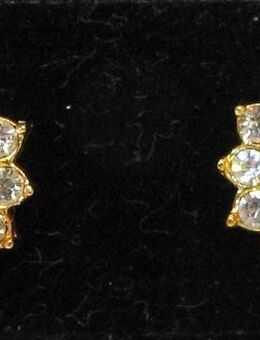 Ohrstecker - 90er Jahre - goldfarben mit Strass + Perlen - Modeschmuck - ungetragen - Biebesheim (Rhein)