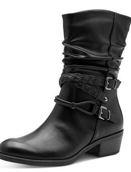 MARCO TOZZI Cowboy Stiefelette, Blockabsatz, Kurzstiefel, Westernstiefelette mit Flecht-Zierriemchen