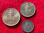 3 Silbermünzen Schweiz 2 Franken 1958 1 Franken 1946 1/2 Franken - Mannheim