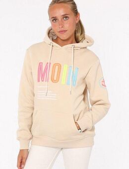 Zwillingsherz Sweatshirt gestickter Schriftzug, Kapuze, Langarm, Kängurutasche, Kordelzug