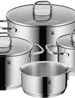 WMF Topf-Set Inspiration, Cromargan® Edelstahl Rostfrei 18/10 (Set, 7-tlg., je 1 Fleischtopf Ø 16/20/24 cm, 1x Stieltopf Ø 16 cm), energiesparende TransTherm®-Allherdböden, pflegeleicht und robust