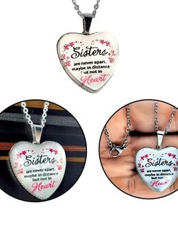 Halskette mit Herz Anhänger Geschenkidee für Schwester Sister Modeschmuck Rosa Weiß 8,90 €* - Villingen-Schwenningen