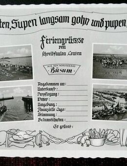 Originale, alte Ansichtskarte von Büsum- „Feriengrüsse von schreibfaulen Leuten“ - Niederfischbach
