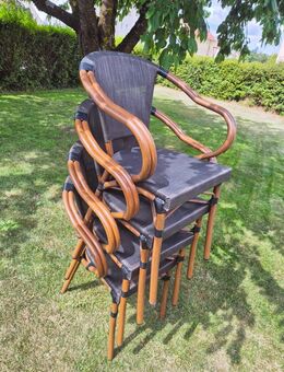 >>> NEUWERTIG<<< 4 Gartenstühle | Dunkelbraun | Rattan | Stapelbar - Dinkelsbühl