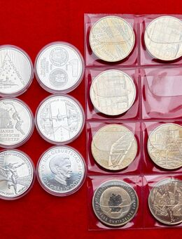 13 x 10 Euro 2002 - 2009, je 18 Gramm 925/1000 Feinsilber - Mannheim