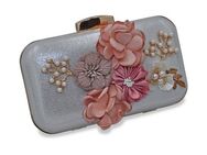 Steuer Abendtasche Perlen, Glassteine mit Blumenzierde