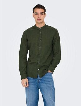 ONLY & SONS Langarmhemd ONSCAIDEN LS SOLID LINEN MAO SHIRT NOOS