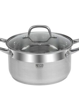 RESTO Kitchenware Kochtopf Libra, Topf energiesparend und spülmaschinenfest, Edelstahl 18/10 (2-tlg), mit hitzebeständigem Glasdeckel und Griffen