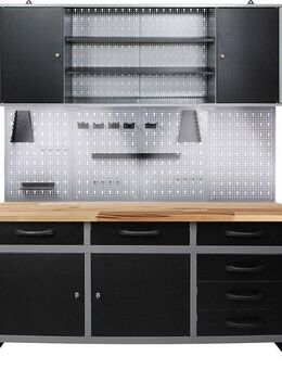 ONDIS24 Werkstatt-Set Karsten, 160 cm, mit LED Touch-Lampen, inkl. Hakenset