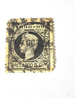 Briefmarke Spanien Kriegsmarke - König Alfons 1898-99 Recargo schwarz 1898 5c - Lohfelden