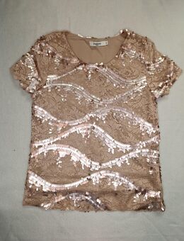 Daphnea Paris Pailletten-Top S Nude Spitze Bluse Glitzer Party - Blieskastel