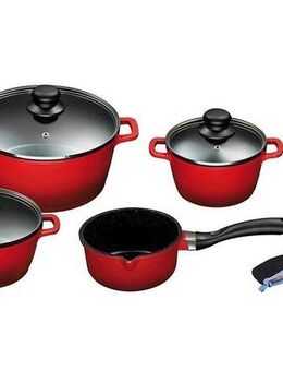 KING Topf-Set, Aluminiumguss (Set, 7-tlg., 1x Stielkasserolle 16 cm, je 1x Kochtopf 16/20/24 cm), Induktion